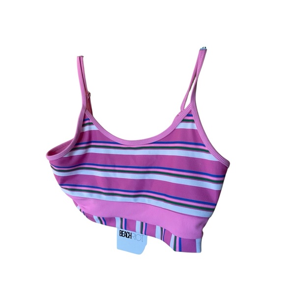 Beach Riot NWT Pink Striped Sports Bra Crop Top Size XL | Made in USA - Picture 3 of 8